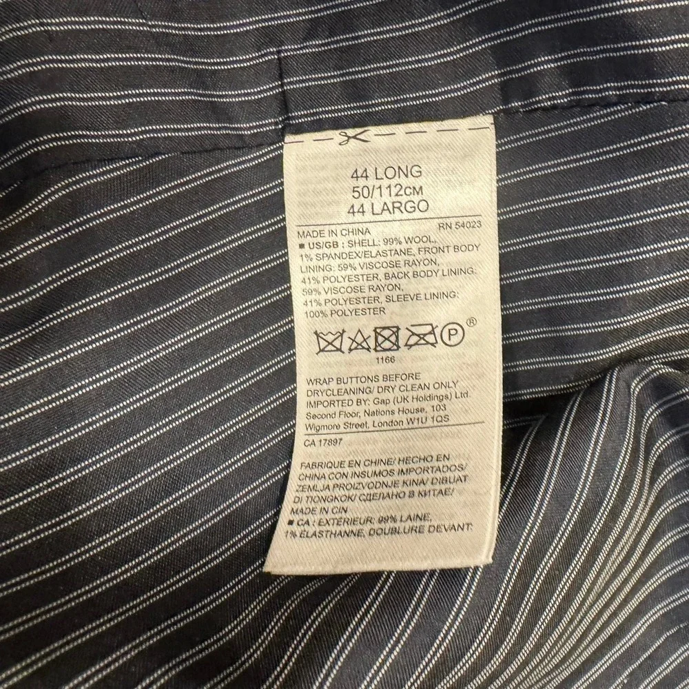 Banana Republic Marzotto Men 44L Slim Charcoal‎ Super 120s Wool Jacket Italian